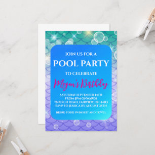 invitaciones para fiesta de piscina de sirena