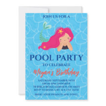 invitaciones para fiesta de piscina de sirena