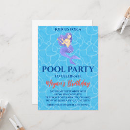 invitaciones para fiesta de piscina de sirena