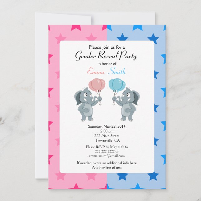 invitaciones para fiesta de revelación de género (Anverso)