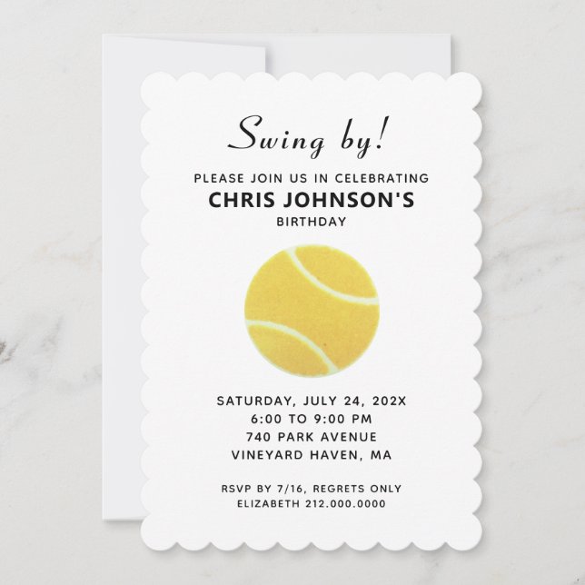 Invitaciones para Fiesta de Tenis (Anverso)