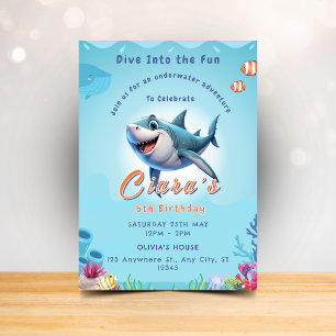 Invitaciones para Fiesta de Tiburones para Niños c