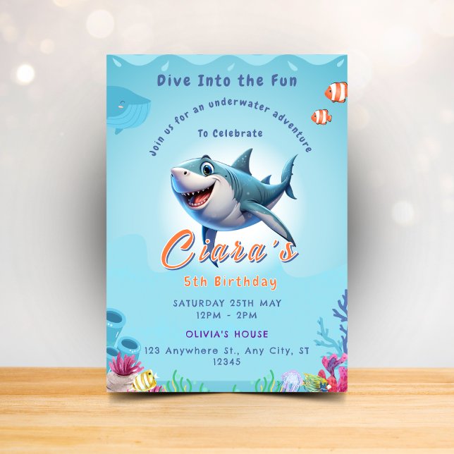 Invitaciones para Fiesta de Tiburones para Niños c (Subido por el creador)