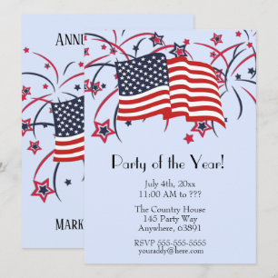 Invitaciones para Fiesta del 4 de Julio Azul