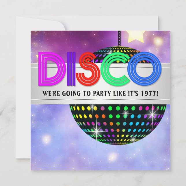 Invitaciones para fiesta disco de bola de espejo (Anverso)