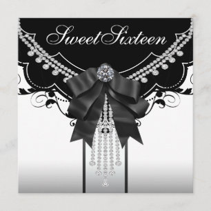 Invitaciones para fiesta Sweet Sixteen en blanco y