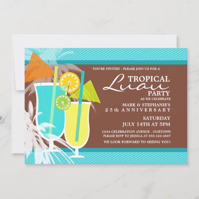 Invitaciones para Fiesta Tropical Luau (Anverso)
