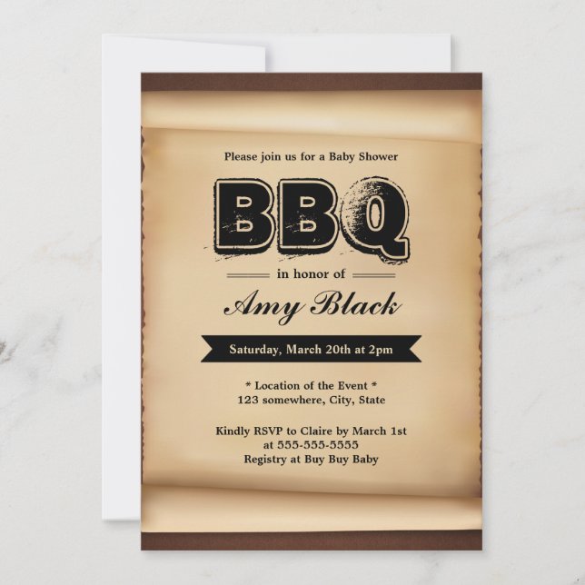 Invitaciones para fiestas Baby Shower BBQ de papel (Anverso)