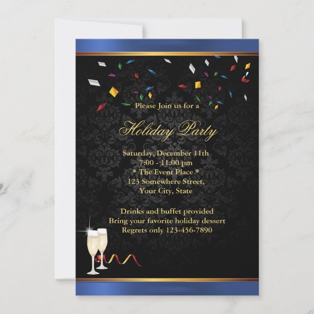Invitaciones para fiestas corporativas de Blue Bor (Anverso)