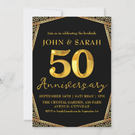 invitaciones para fiestas de 50 años en negro y or