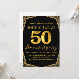 invitaciones para fiestas de 50 años en negro y or