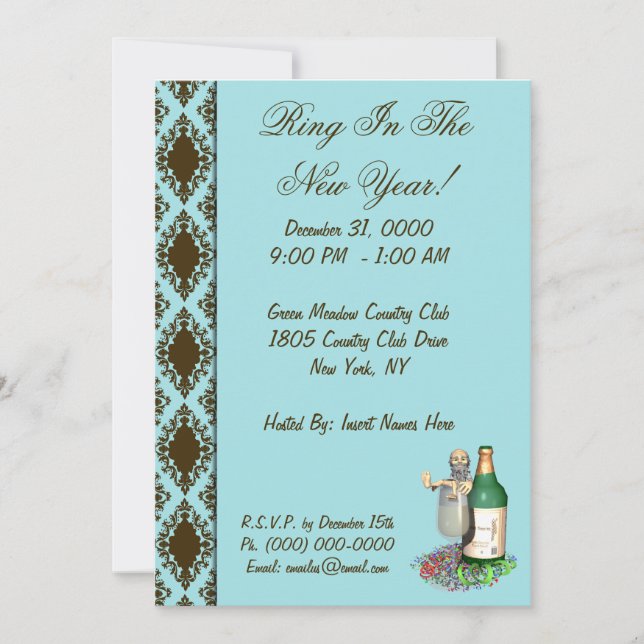 Invitaciones para fiestas de Año Nuevo (Anverso)