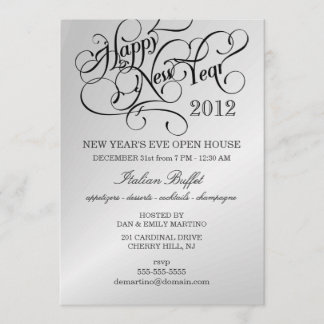 Invitaciones para fiestas de Año Nuevo - Plata