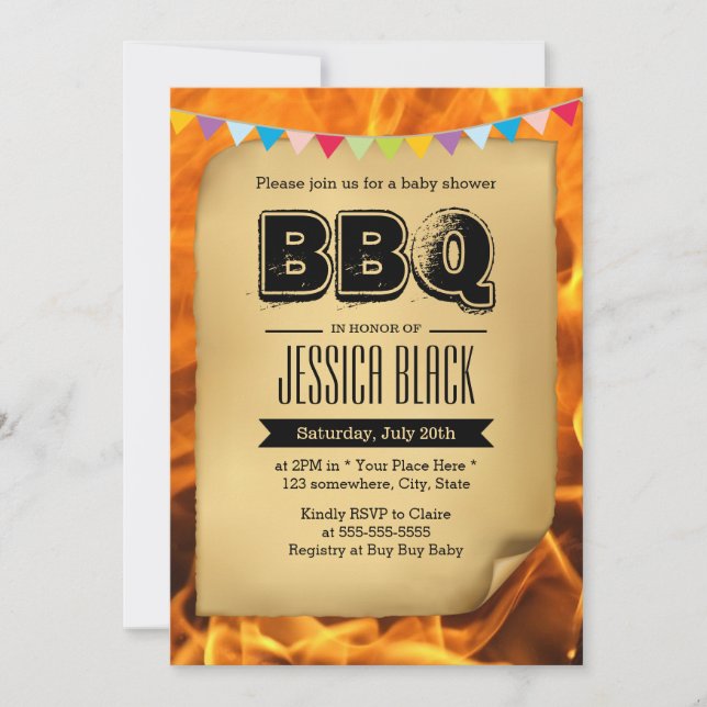 Invitaciones para fiestas de Baby Shower BBQ (Anverso)
