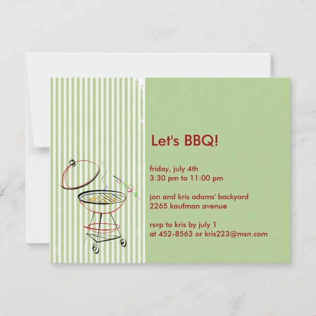 Invitaciones para fiestas de barbacoa (Anverso)