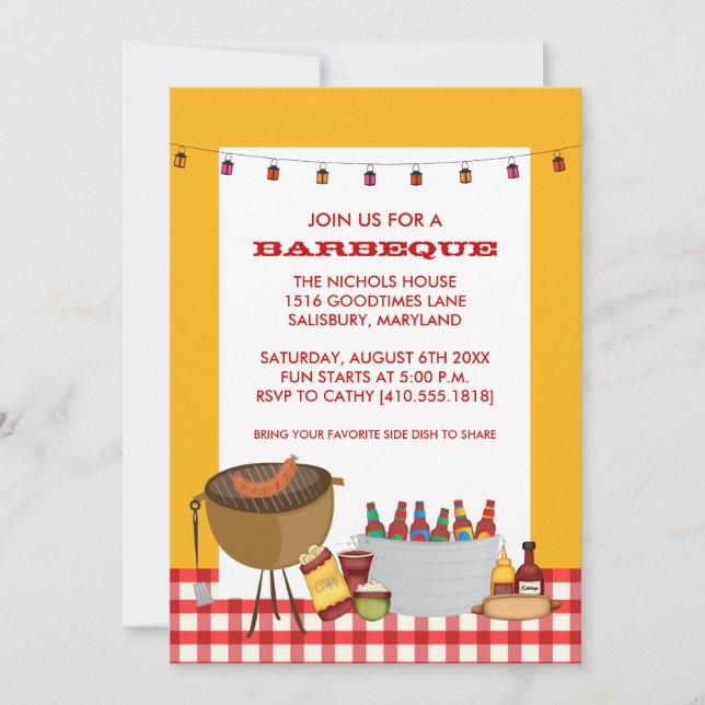 Invitaciones para fiestas de barbacoa (Anverso)