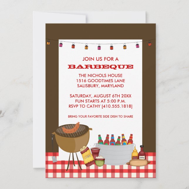 Invitaciones para fiestas de barbacoa (Anverso)