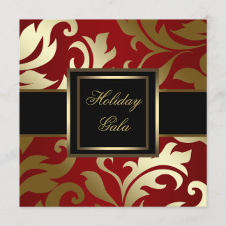 Invitaciones para fiestas de Black Gold Red Damask