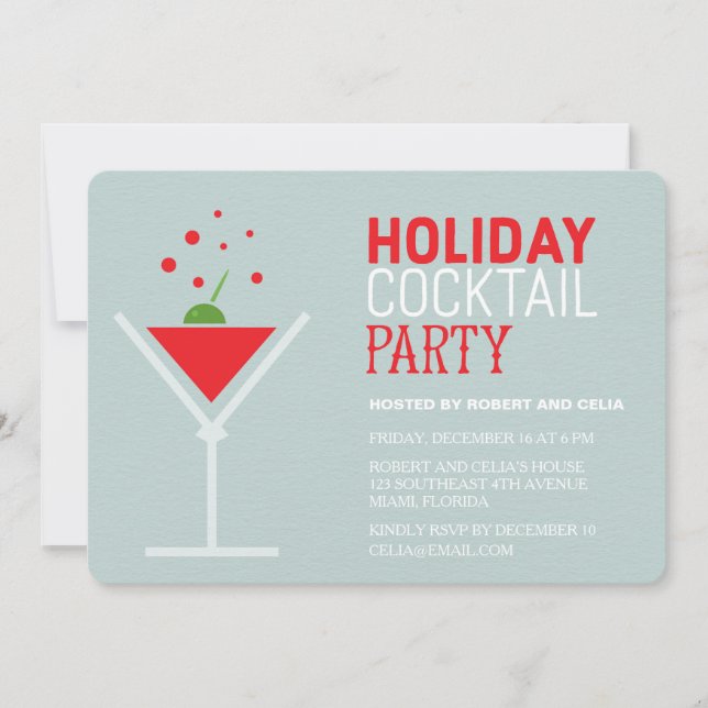 Invitaciones para fiestas de cóctel de vacaciones (Anverso)
