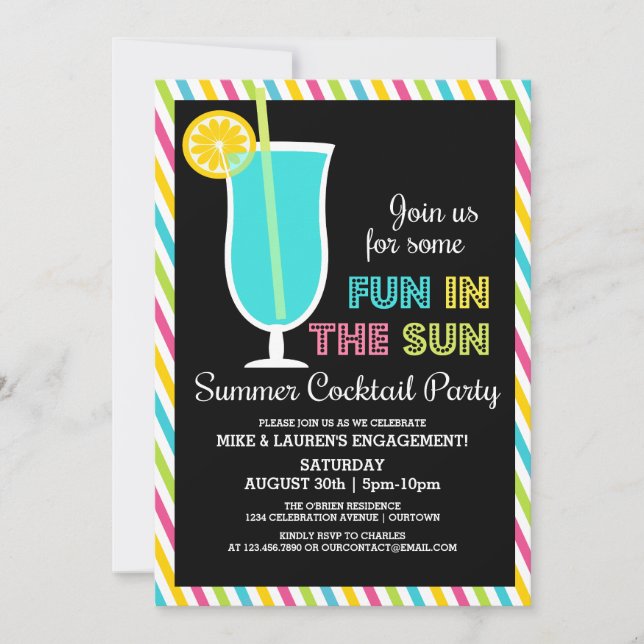 Invitaciones para Fiestas de Cóctel de Verano (Anverso)