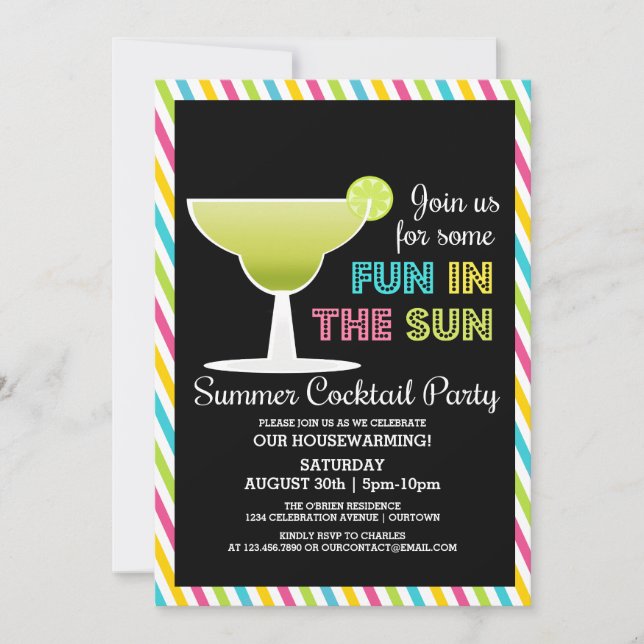 Invitaciones para Fiestas de Cóctel de Verano (Anverso)