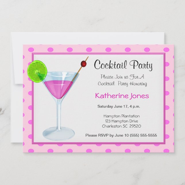 Invitaciones para fiestas de cócteles. (Anverso)