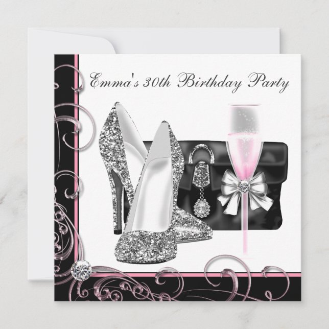 Invitaciones para fiestas de cumpleaños 30 mujeres (Anverso)