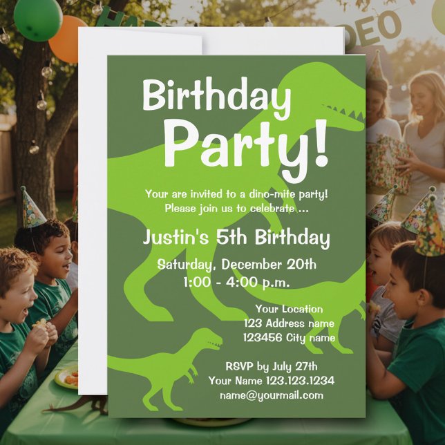 Invitaciones para fiestas de cumpleaños de dinosau (Kid's dinosaur party invitation template)
