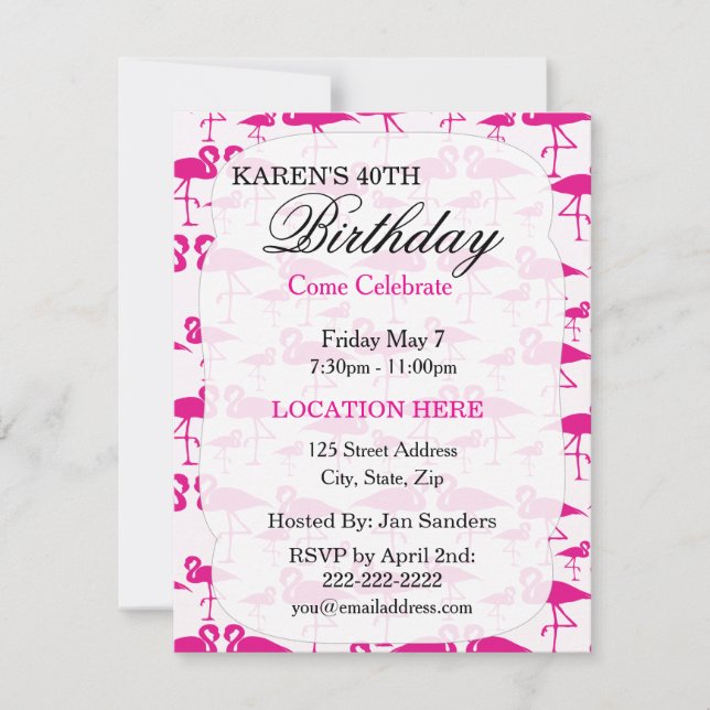 Invitaciones para fiestas de cumpleaños de flaming (Anverso)