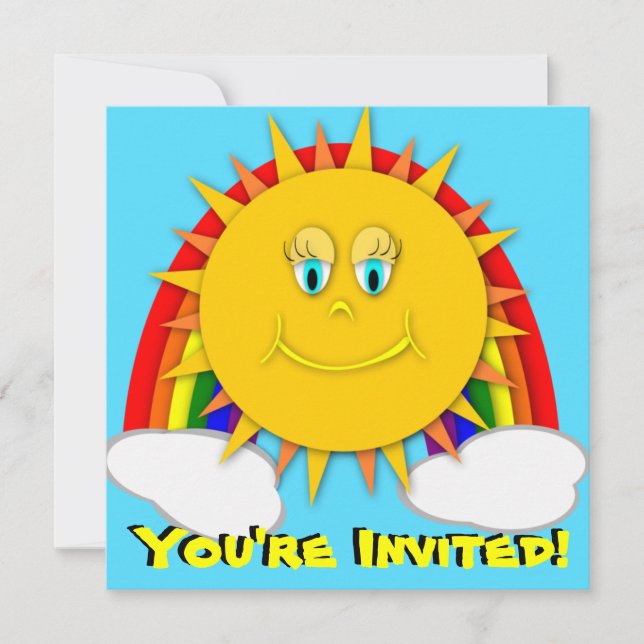 Invitaciones para fiestas de cumpleaños Rainbow en (Anverso)