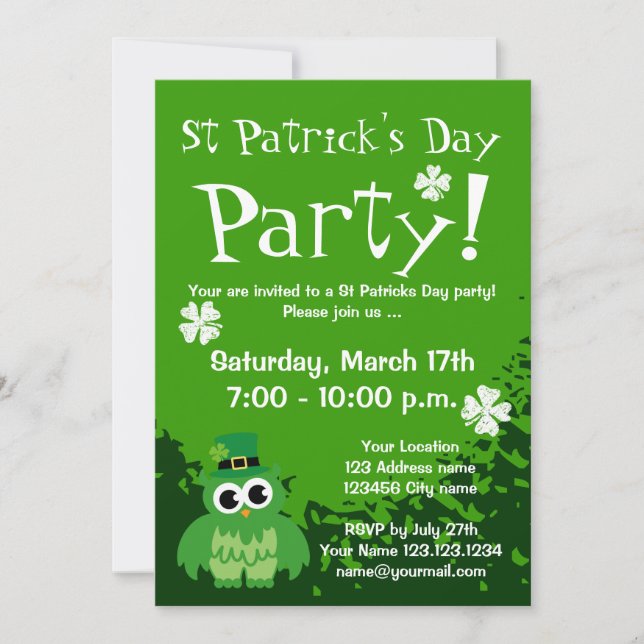 Invitaciones para fiestas de Cute St Patricks Day  (Anverso)