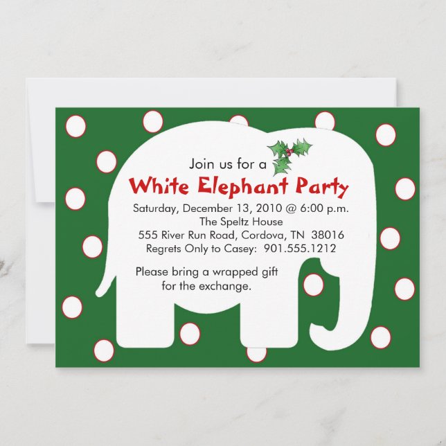 Invitaciones para fiestas de elefantes blancos (Anverso)