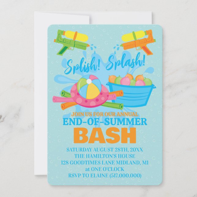 Invitaciones para fiestas de fin de verano en la p (Anverso)
