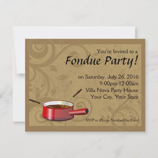 Invitaciones para fiestas de Fondue - Chocolate (Anverso)