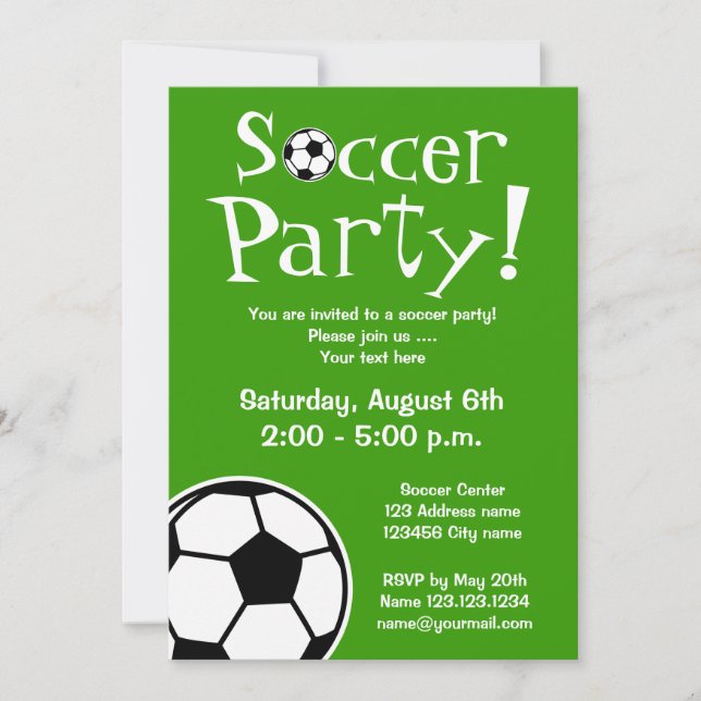 Invitaciones para fiestas de fútbol para cumpleaño (Anverso)