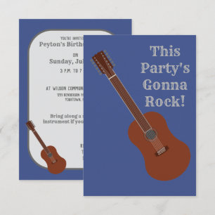 Invitaciones para fiestas de guitarra impresas por