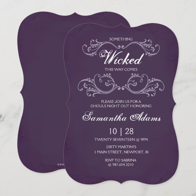 Invitaciones para fiestas de Halloween para adulto (Anverso / Reverso)