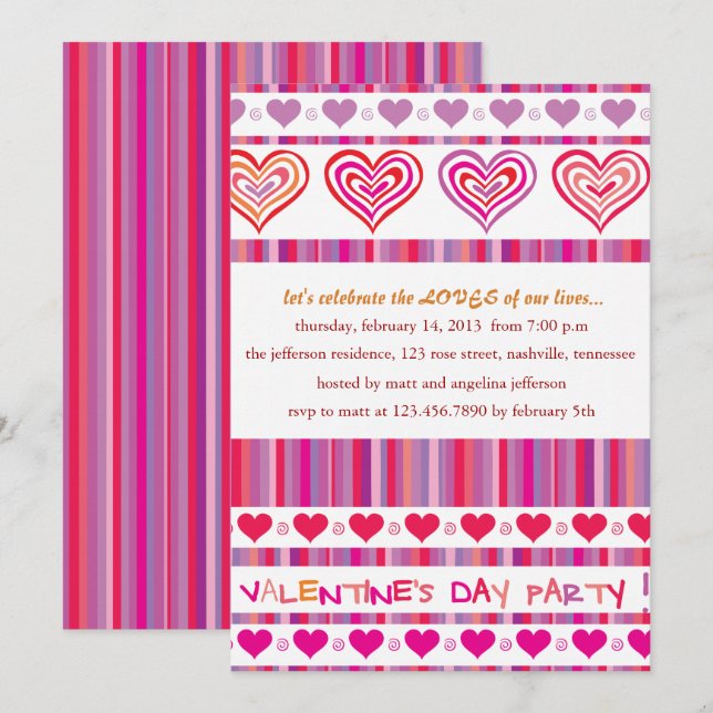 Invitaciones para fiestas de Hearts and Stripes Va (Anverso / Reverso)