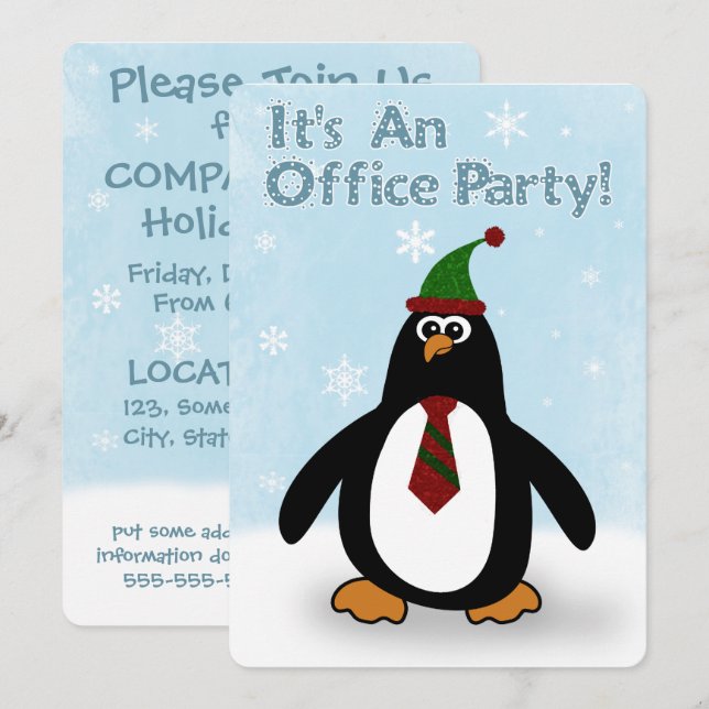 Invitaciones para fiestas de Holiday Office (Anverso / Reverso)