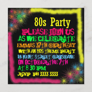 Invitaciones para fiestas de los 80