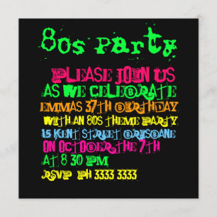 Invitaciones para fiestas de los 80