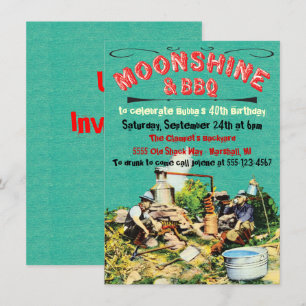 Invitaciones para fiestas de Moonshine y BBQ