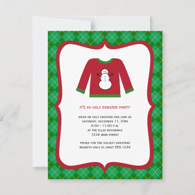 Invitaciones para fiestas de Navidades de sudadera (Anverso)