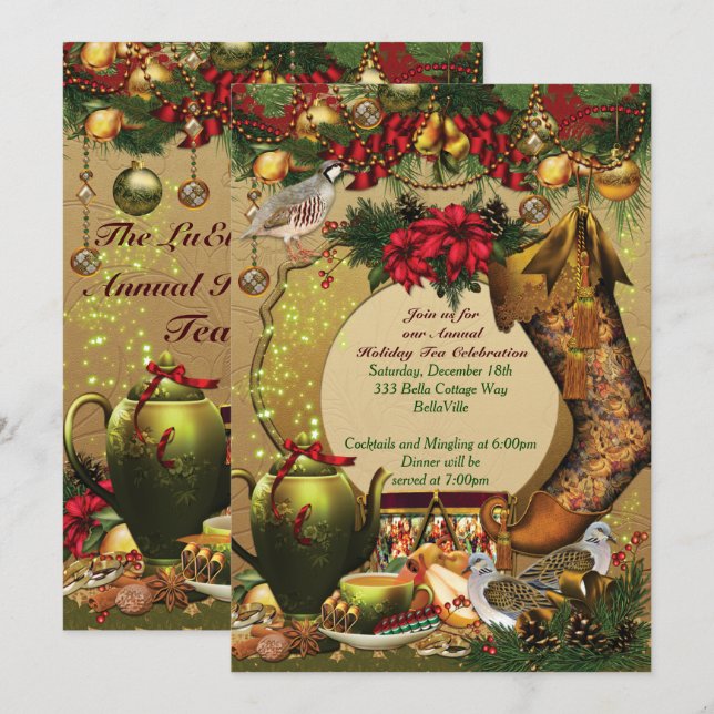 Invitaciones para fiestas de Navidades de vacacion (Anverso / Reverso)