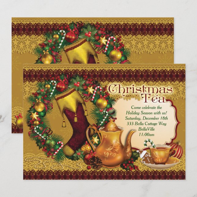 Invitaciones para fiestas de Navidades de vacacion (Anverso / Reverso)