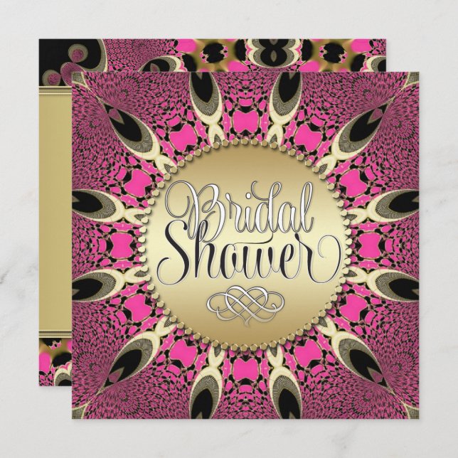 Invitaciones para fiestas de novias con funky rosa (Anverso / Reverso)