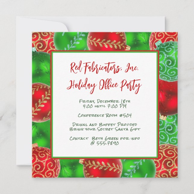 Invitaciones para fiestas de oficina de vacaciones (Anverso)