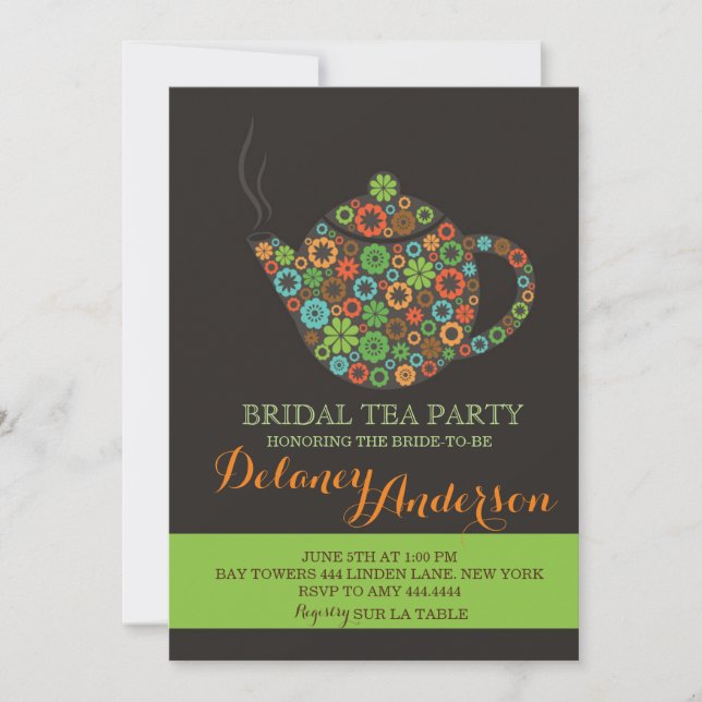 Invitaciones para fiestas de té de novias retro vi (Anverso)