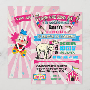 Invitaciones para fiestas de tipo GIrly Circus Pos