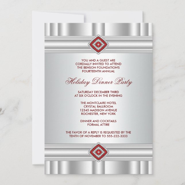 Invitaciones para fiestas de vacaciones corporativ (Anverso)